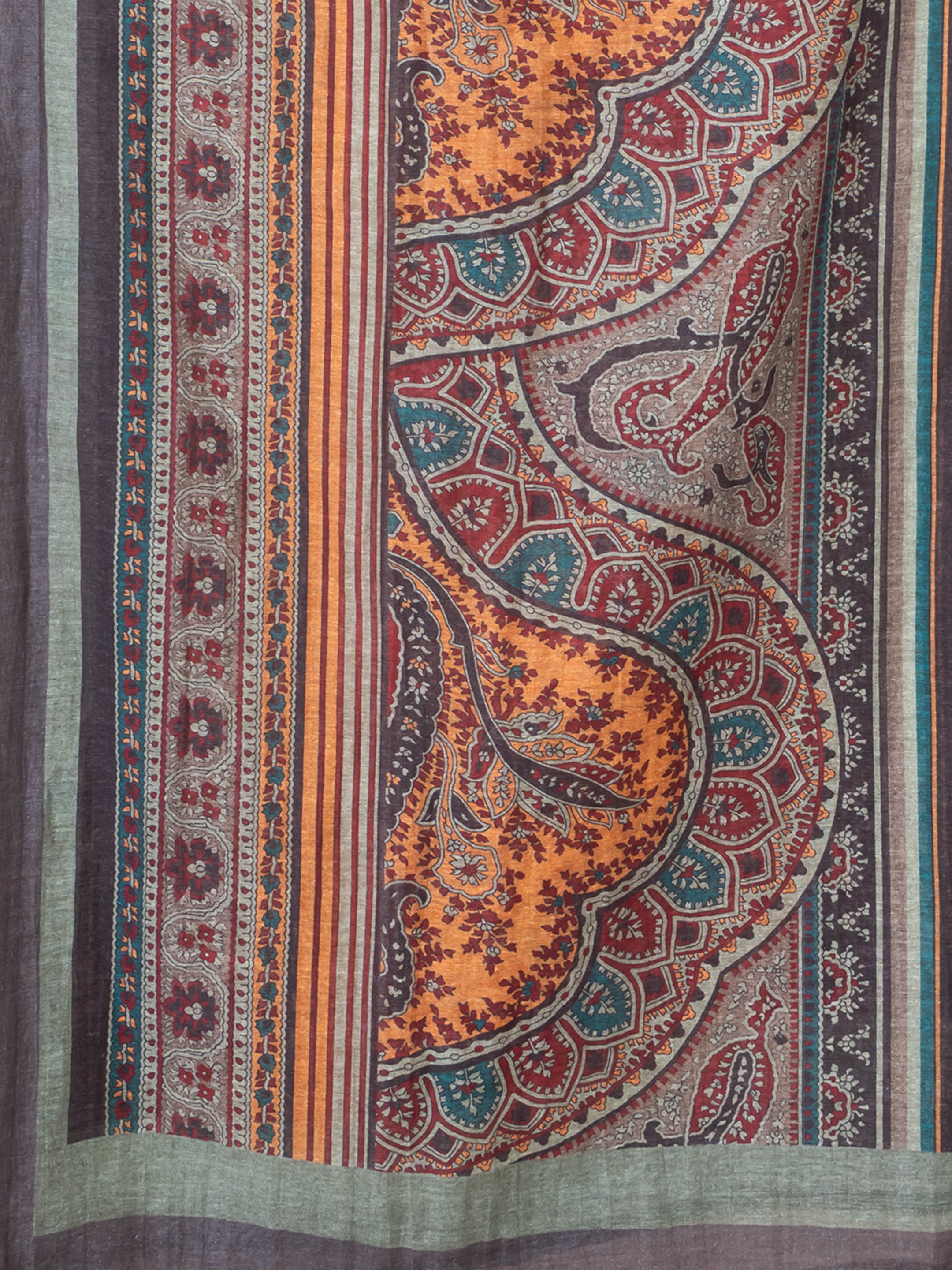 Coral Printed Bemberg Linen Kurta Set with Artistic Dupatta Sarso
