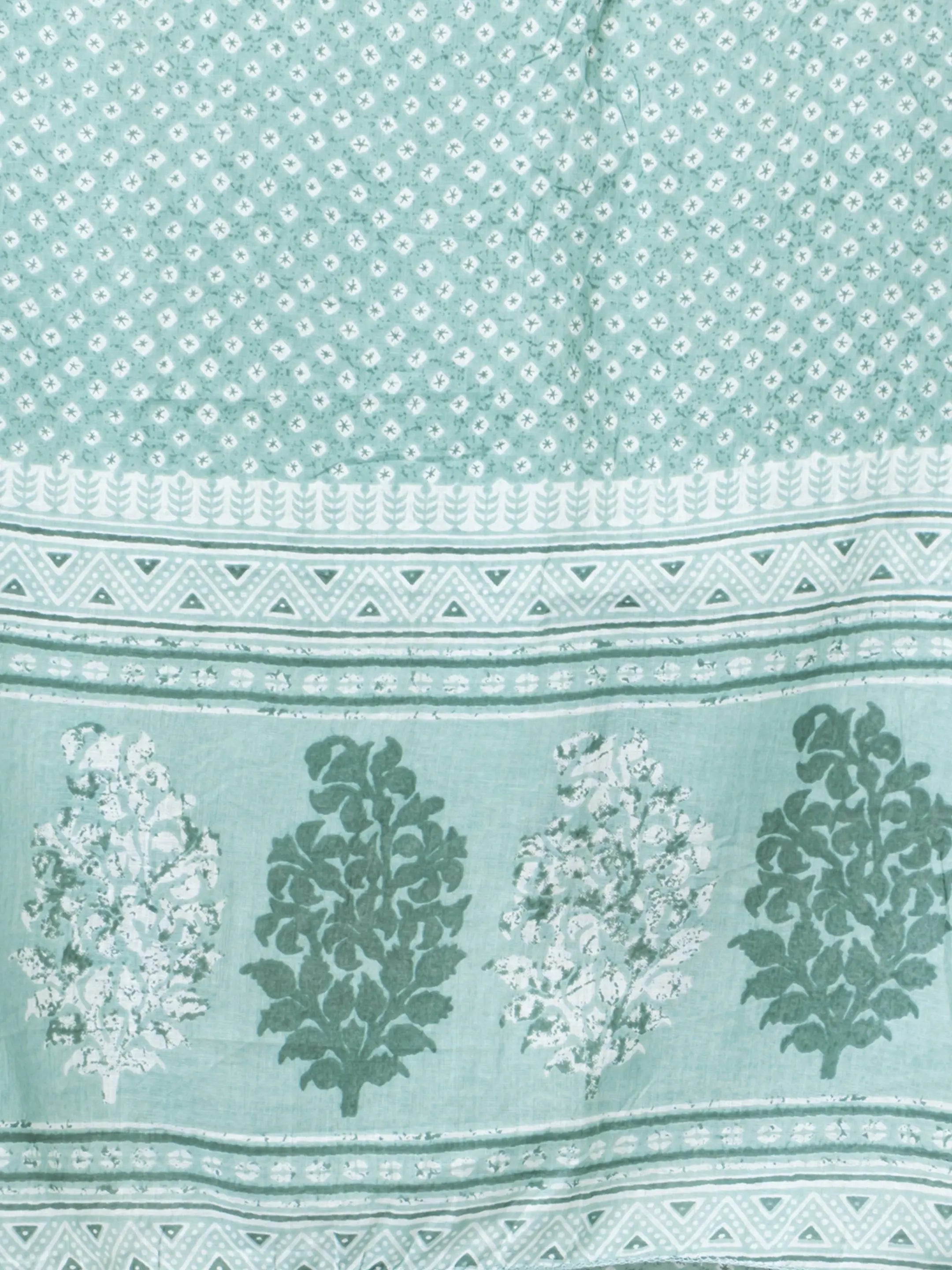 Sarso Aqua Blue Block Printed Salwar Suit Sarso