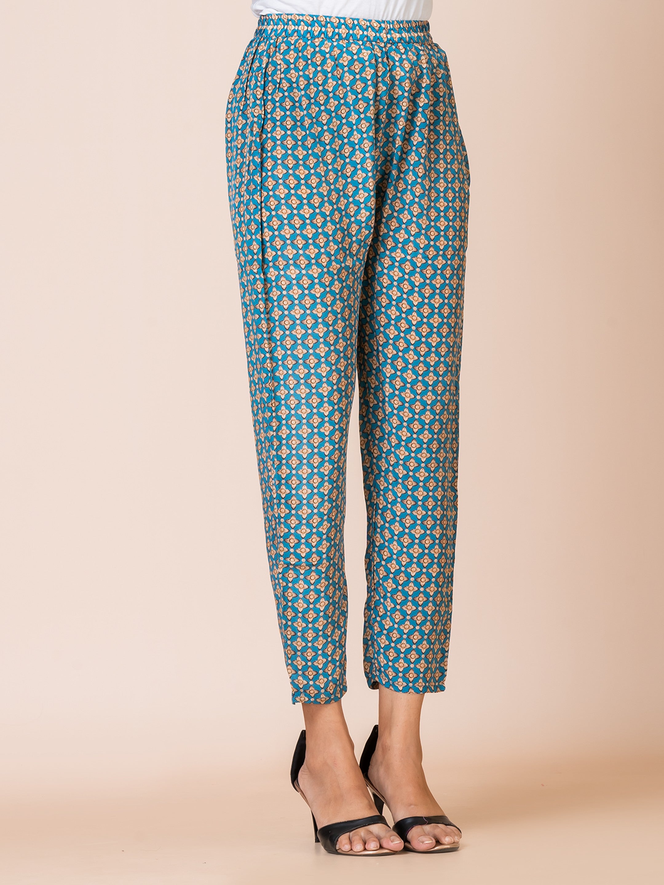 Sarso Exotic Print Natural Crepe Co-ord Set Sarso