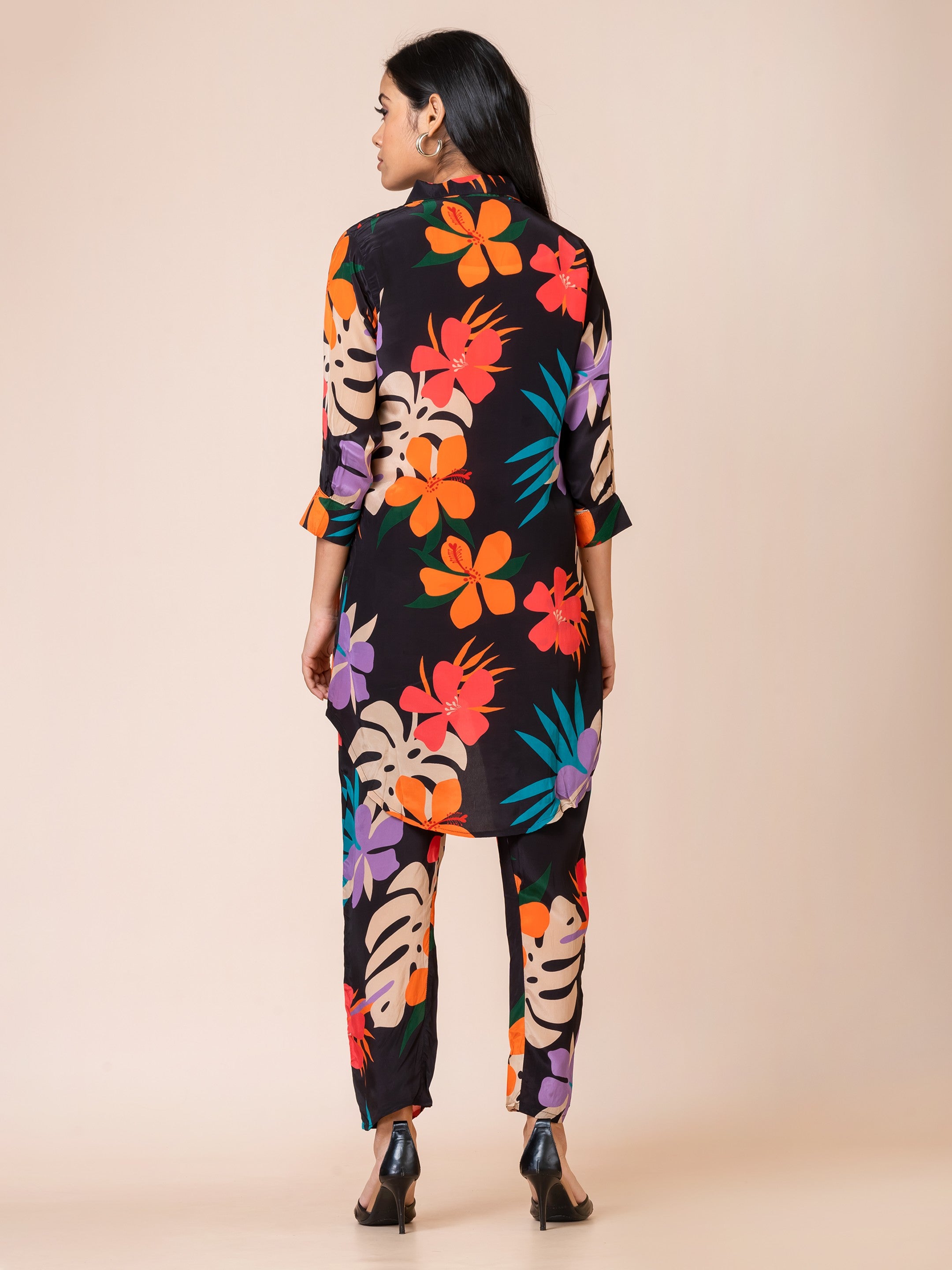 Sarso Tropical Floral Printed Natural Crepe Co-ord Set Sarso