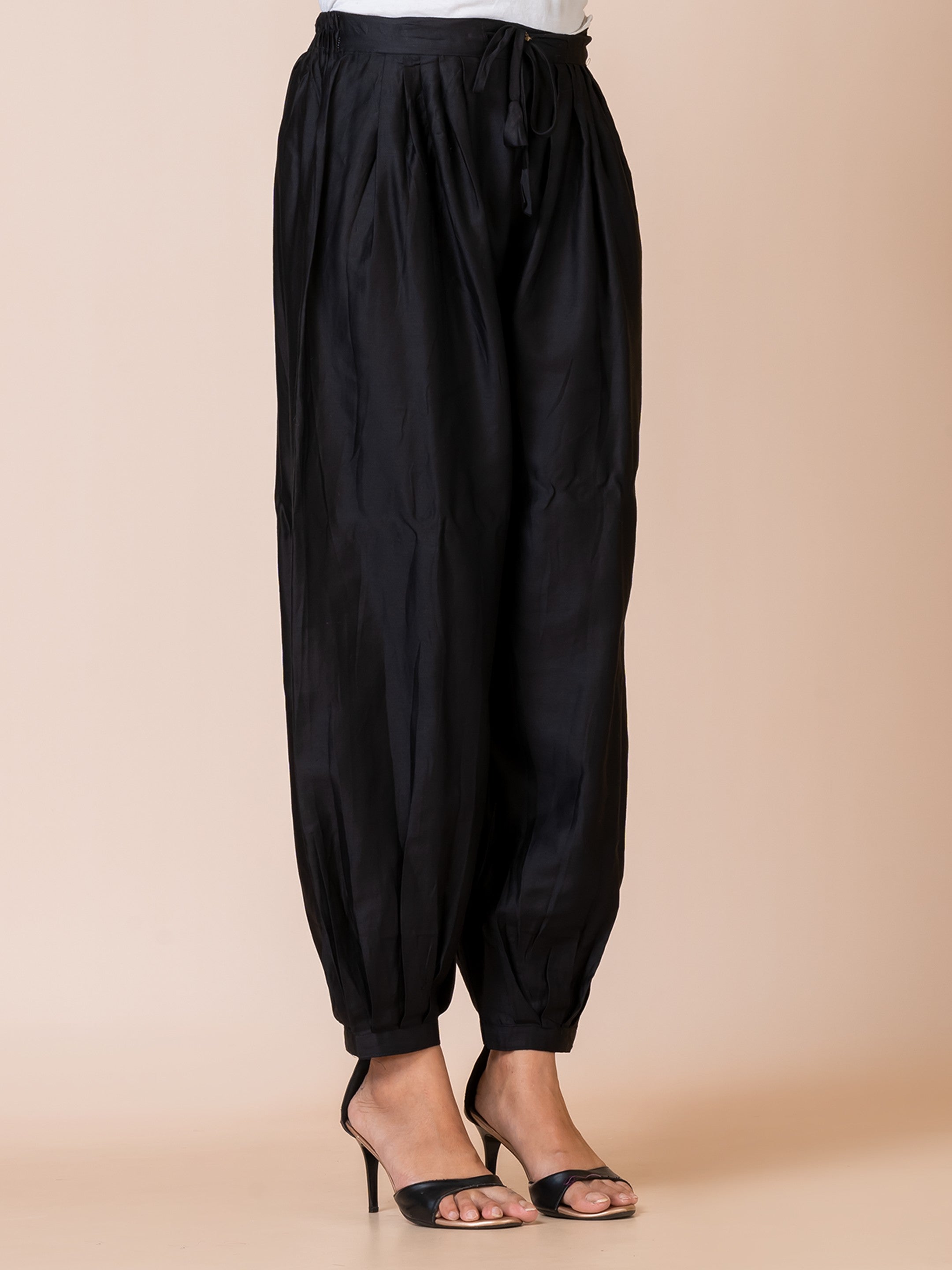 Sarso Chic Black Embroidered Russian Silk Co-ord Set Sarso
