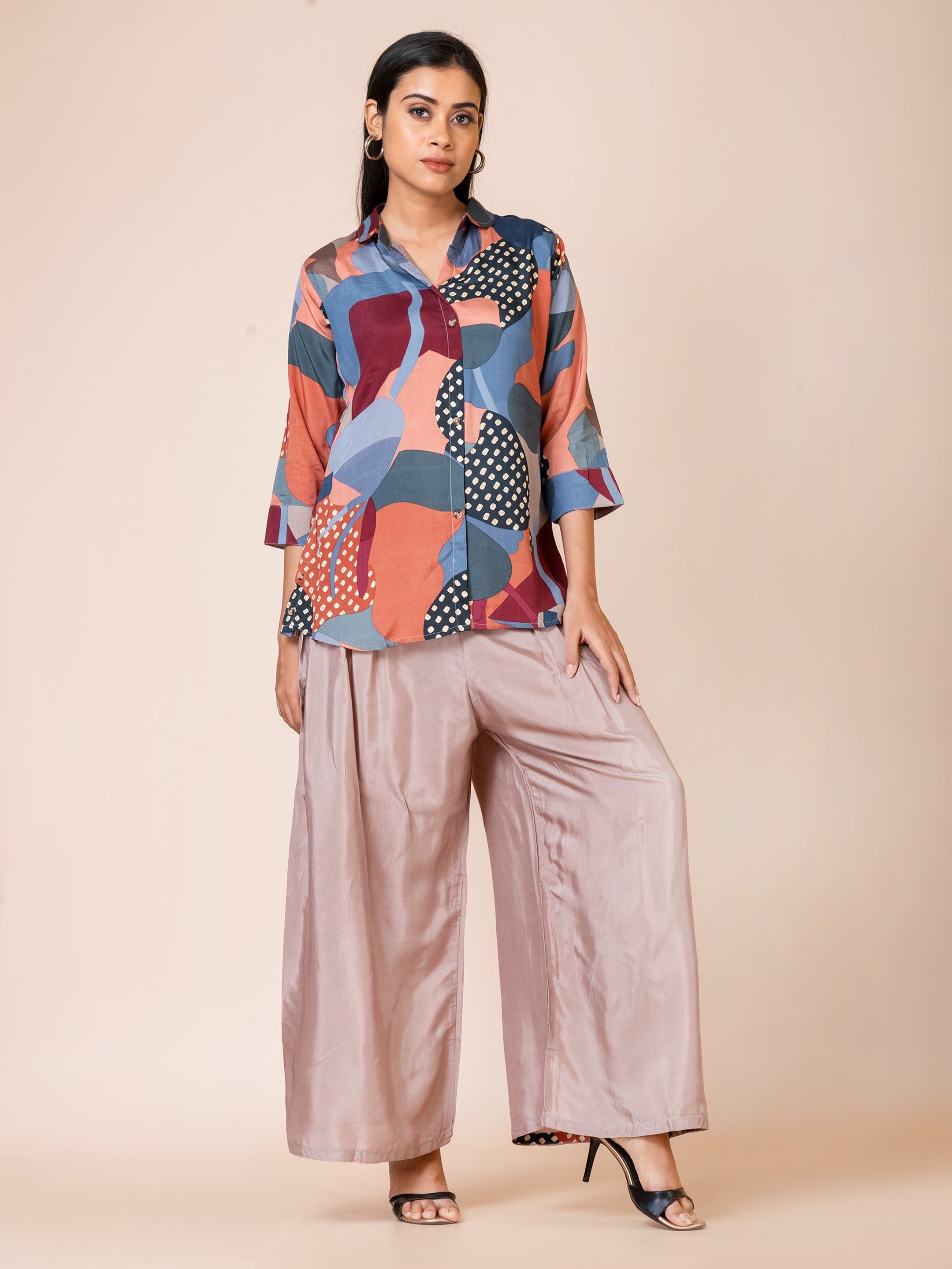 Sarso Abstract Geometric Muslin Co-ord Set Sarso