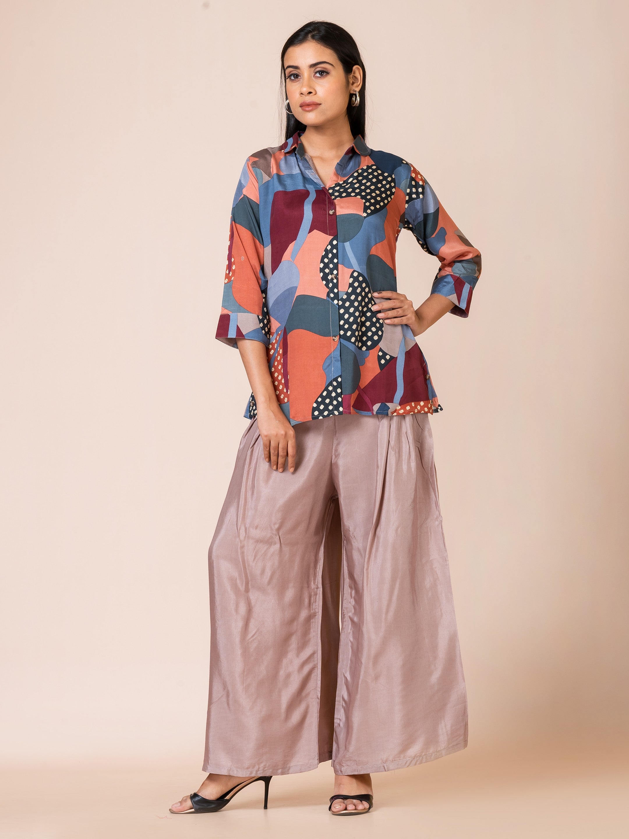 Sarso Abstract Geometric Muslin Co-ord Set Sarso