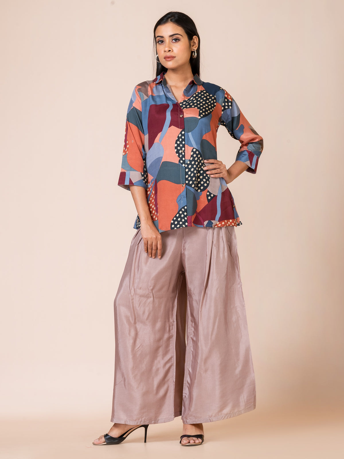 Sarso Abstract Geometric Muslin Co-ord Set Sarso