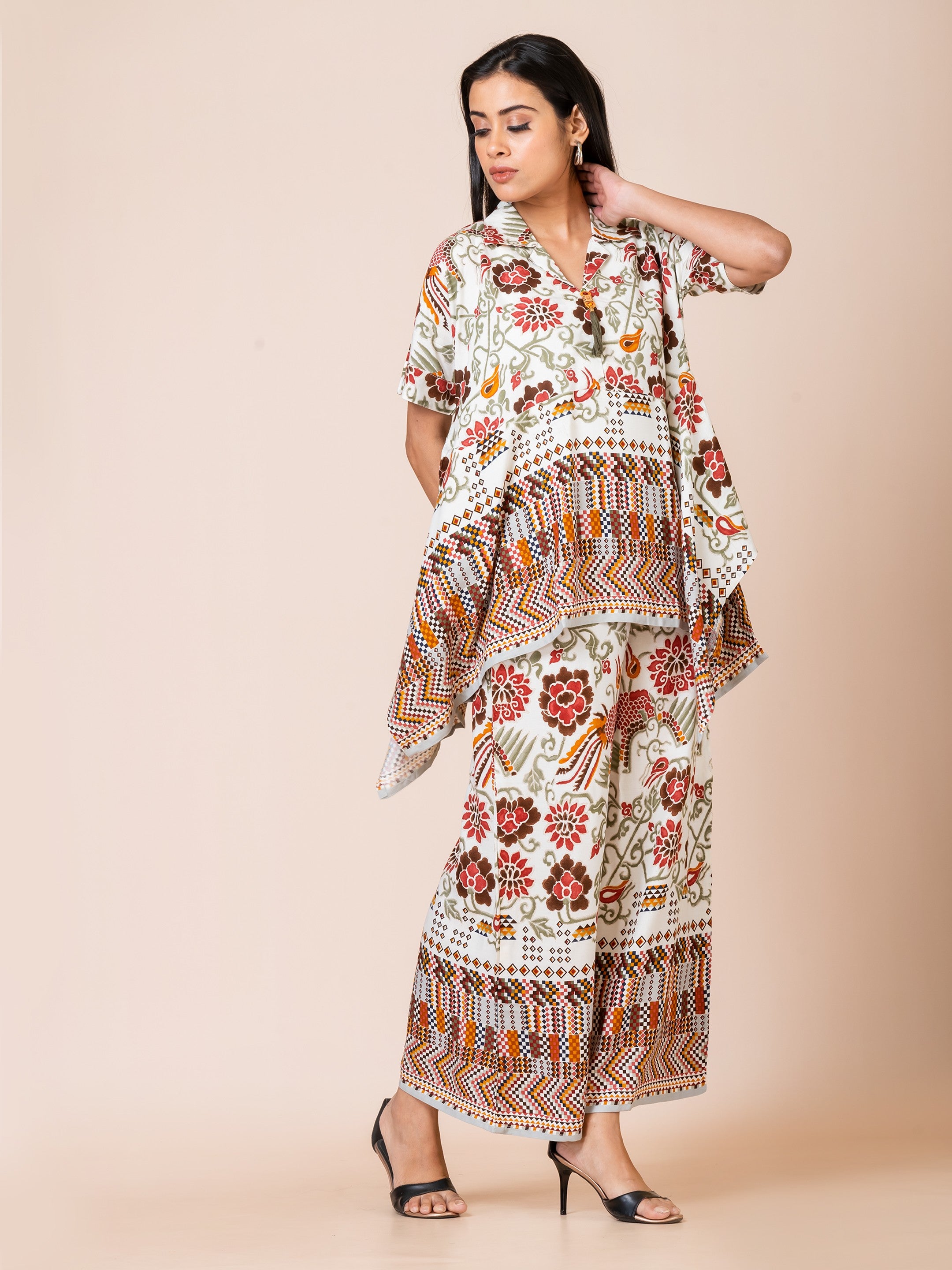 Sarso Vibrant Folk Art Printed Pure Cotton Co-ord Set Sarso