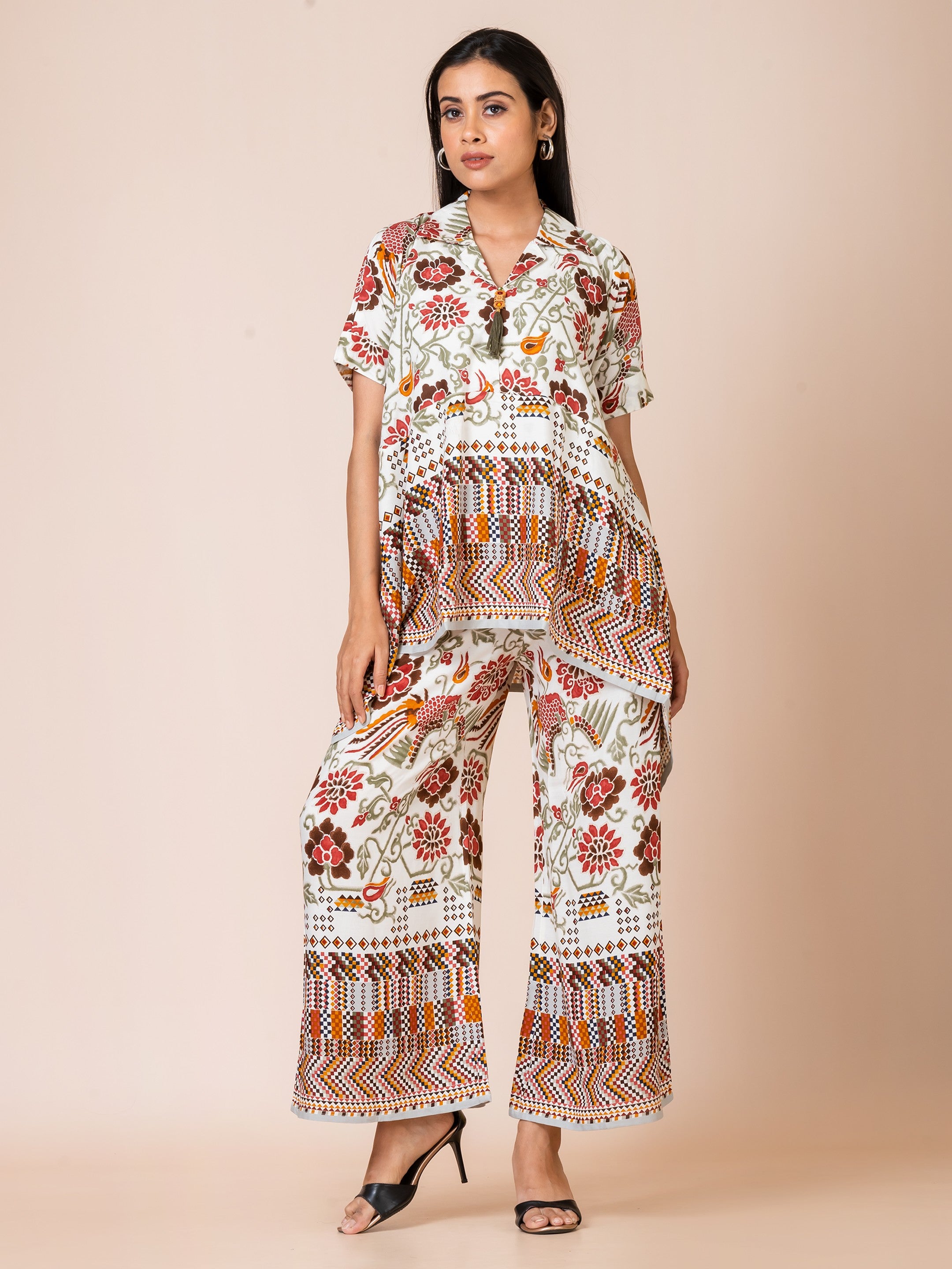 Sarso Vibrant Folk Art Printed Pure Cotton Co-ord Set Sarso